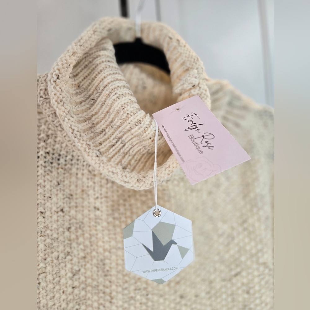 Knit Cream Sweater Dress - Picture 2 of 12
